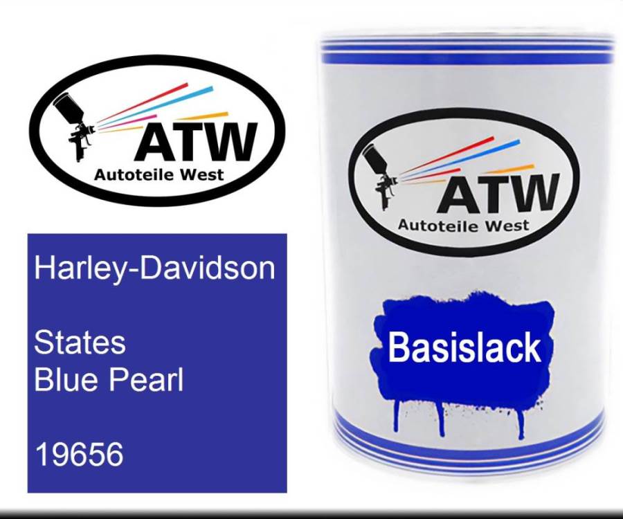 Harley-Davidson, States Blue Pearl, 19656: 500ml Lackdose, von ATW Autoteile West.